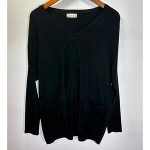 Altar’d State Black V-Neck Long Sleeve Front Pockets Sweater Women’s Size L